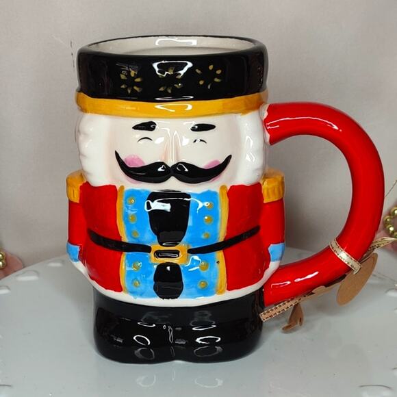 Holly‎ and Joy Red Nutcracker Soldier Figural Christmas Mug - Picture 2 of 10